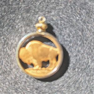 Vintage Gold Plated Buffalo Nickel Cutout Pendant